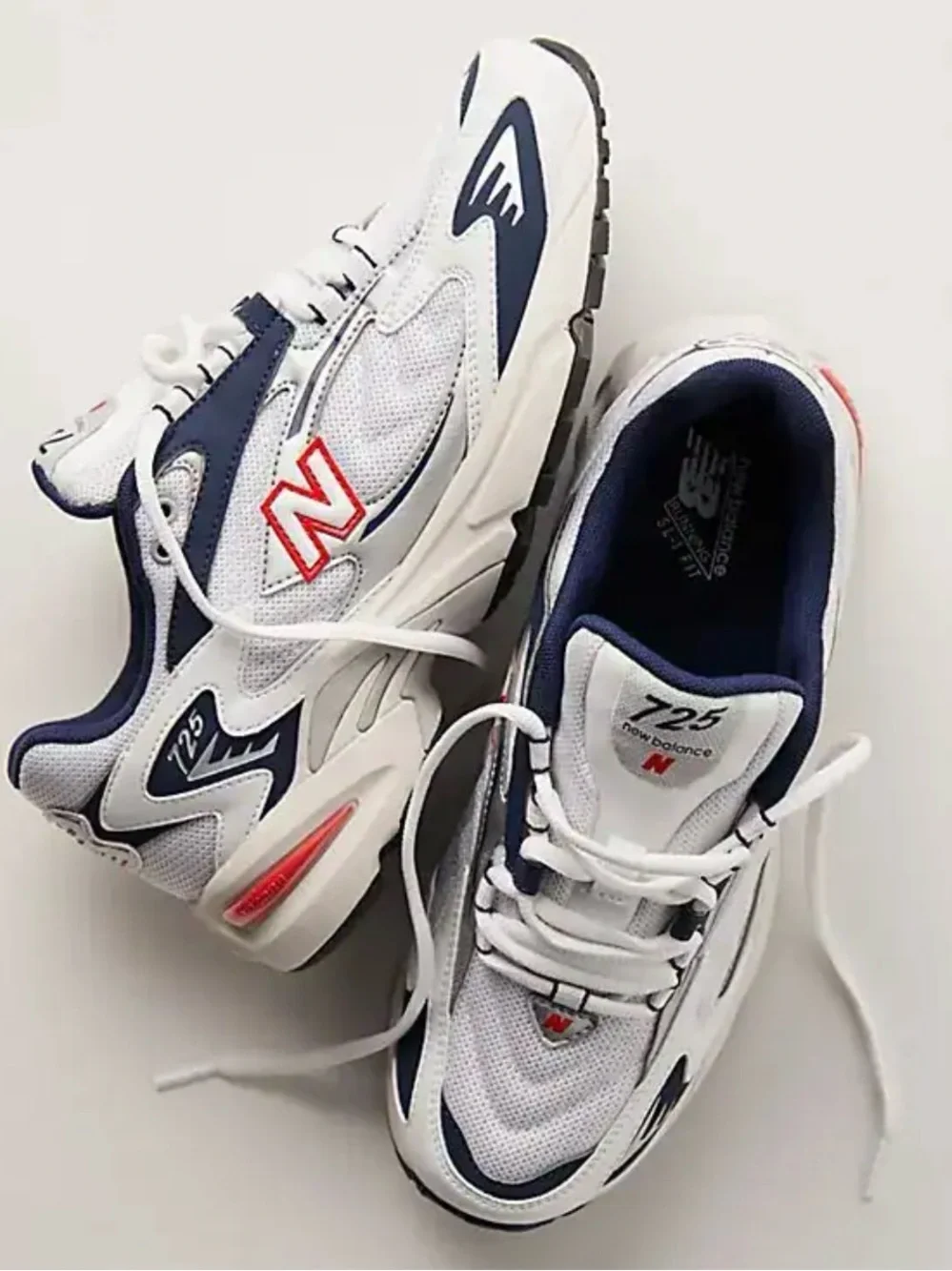 New Balance 725 White Navy Red Running Sneakers